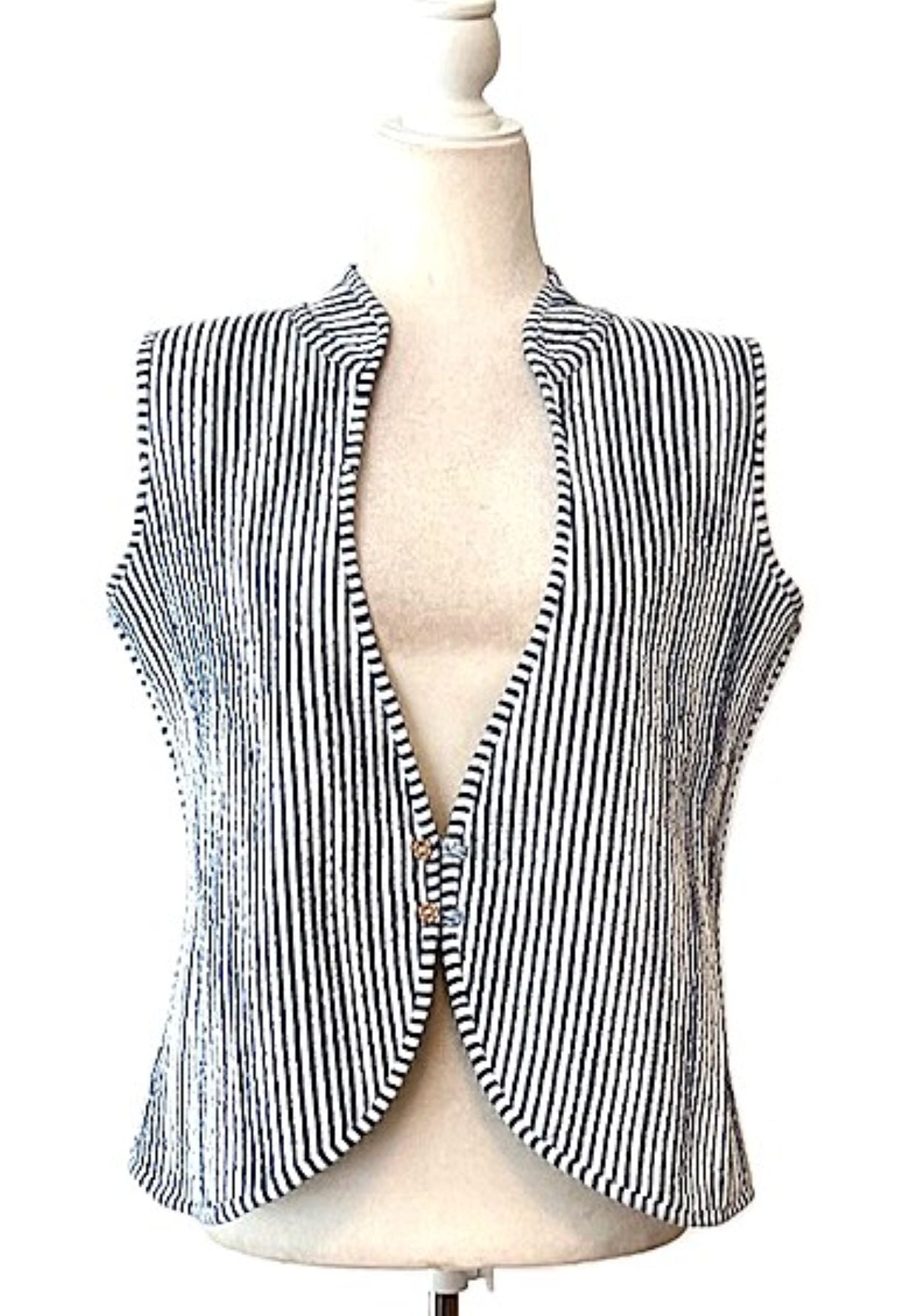 Vest, Fully Reversible Designer Handmade Vest  (Floral Stripe).