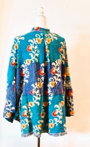 Kantha Cotton Embroidered Tunic: Best Seller (Blue)