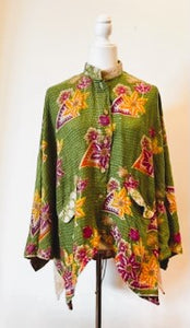 Kantha Cotton Embroidered Tunic: Best Seller (Green)