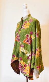 Kantha Cotton Embroidered Tunic: Best Seller (Green)