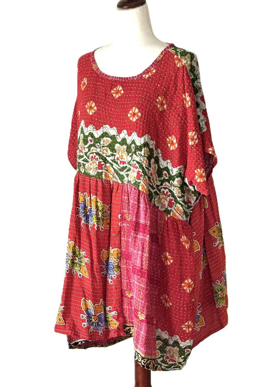 Kantha Bae Daydreamer Mini Dress. Comfortable, Soft, and Very Chic (Red)