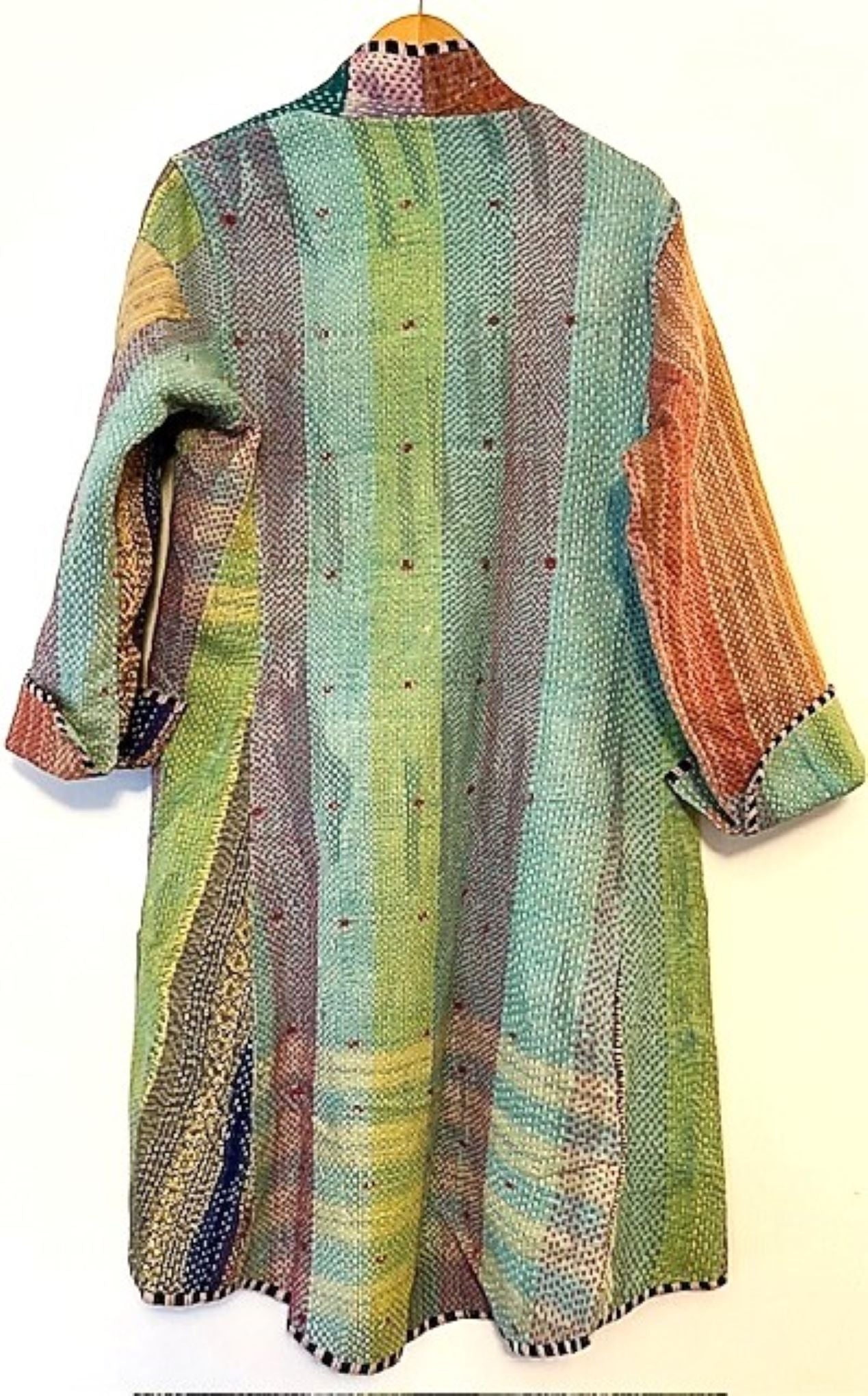 Tulip Cut Designer Waist Coat Is New and Fully Reversible. Kantha Stitching. (Mint)