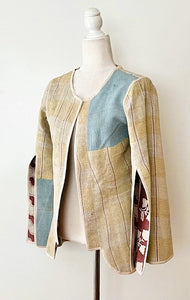 Kantha Embroidered Jacket With European Styling: Gorgeous (Stripe)