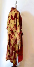 Top of the Line Silk Kimono Duster, Abstract Mixed Print (Rust)