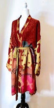 Top of the Line Silk Kimono Duster, Abstract Mixed Print (Rust)