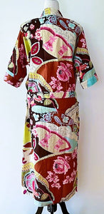 Bright Abstract Block Print Kimono Robe Is Fresh and Colorful.