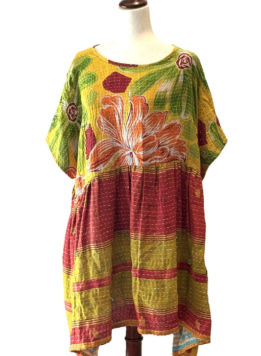 Kantha Bae Daydreamer Mini Dress. Comfortable, Soft, and Very Chic (Yellow)