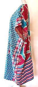 Artisan Kantha Quilt Float Dress. Comfortable and Very Chic (Green Yellow)