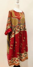 Artisan Kantha Quilt Float Dress. Comfortable and Very Chic (Honey Olive)
