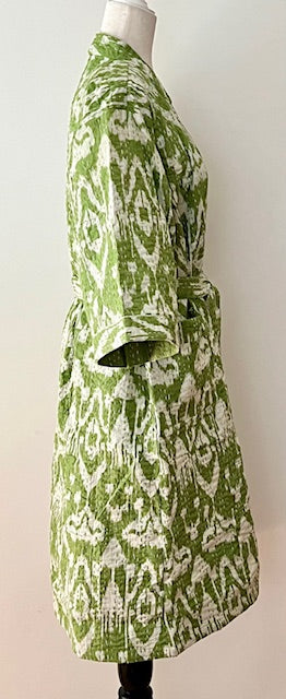 Vibrant Block Print Cotton Short Kimono Robe  Great Dress, Jacket or Coverup