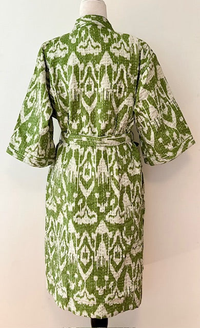 Vibrant Block Print Cotton Short Kimono Robe  Great Dress, Jacket or Coverup