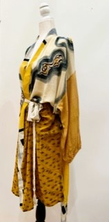 Top of the Line Silk Kimono Duster, Abstract Mixed Print