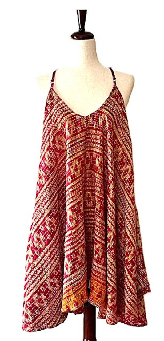 Kantha Bae Moonchild Mini Sundress Is A Fashion Win!  (Claret Honey)