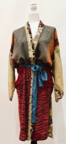 Top of the Line Silk Kimono Duster,  Rich Mixed Print (Bronze)