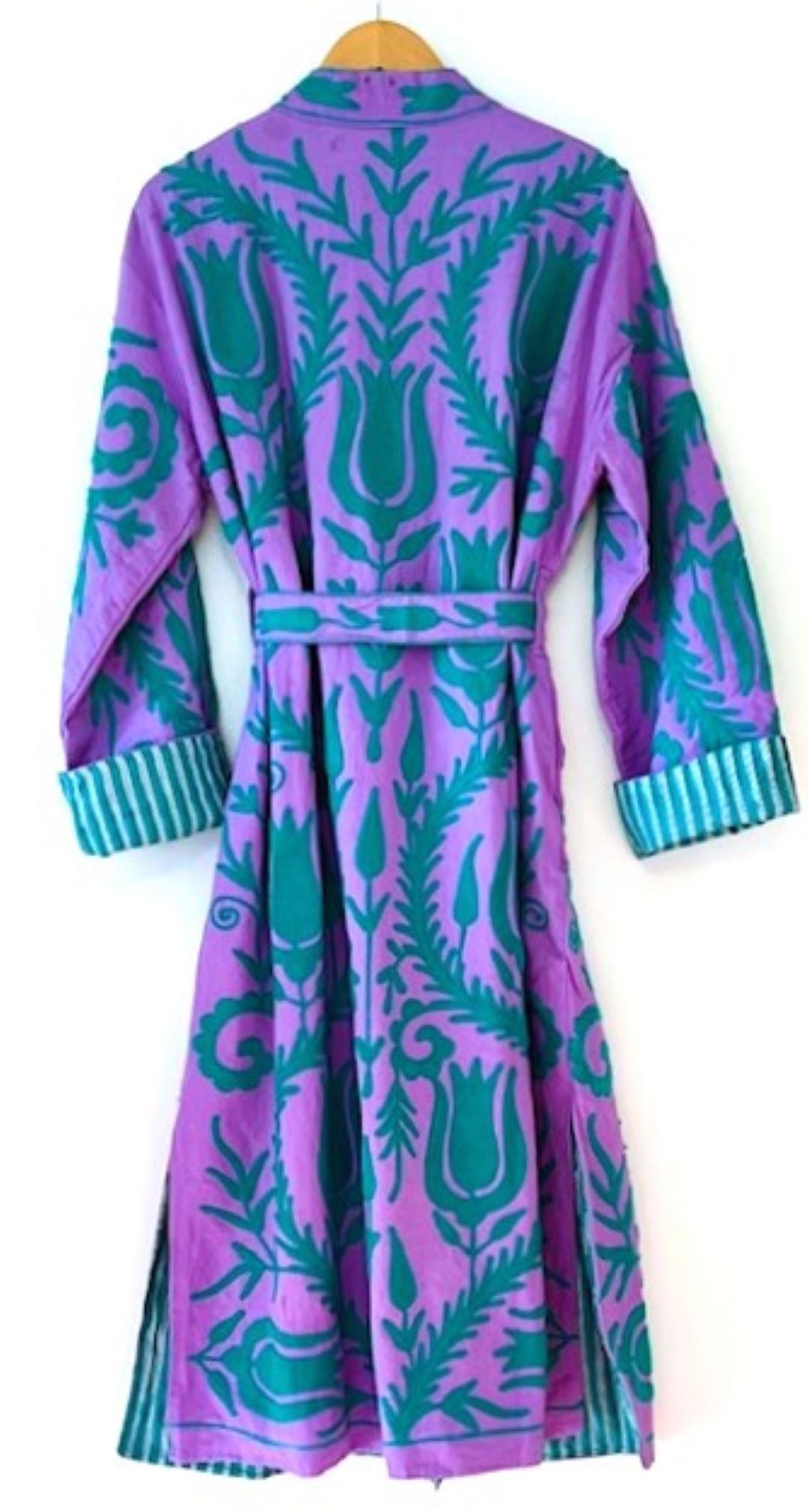 Long Kimono Duster Jacket Captures Your Eyes and Heart. Fully Reversible. Turquoise and Purple