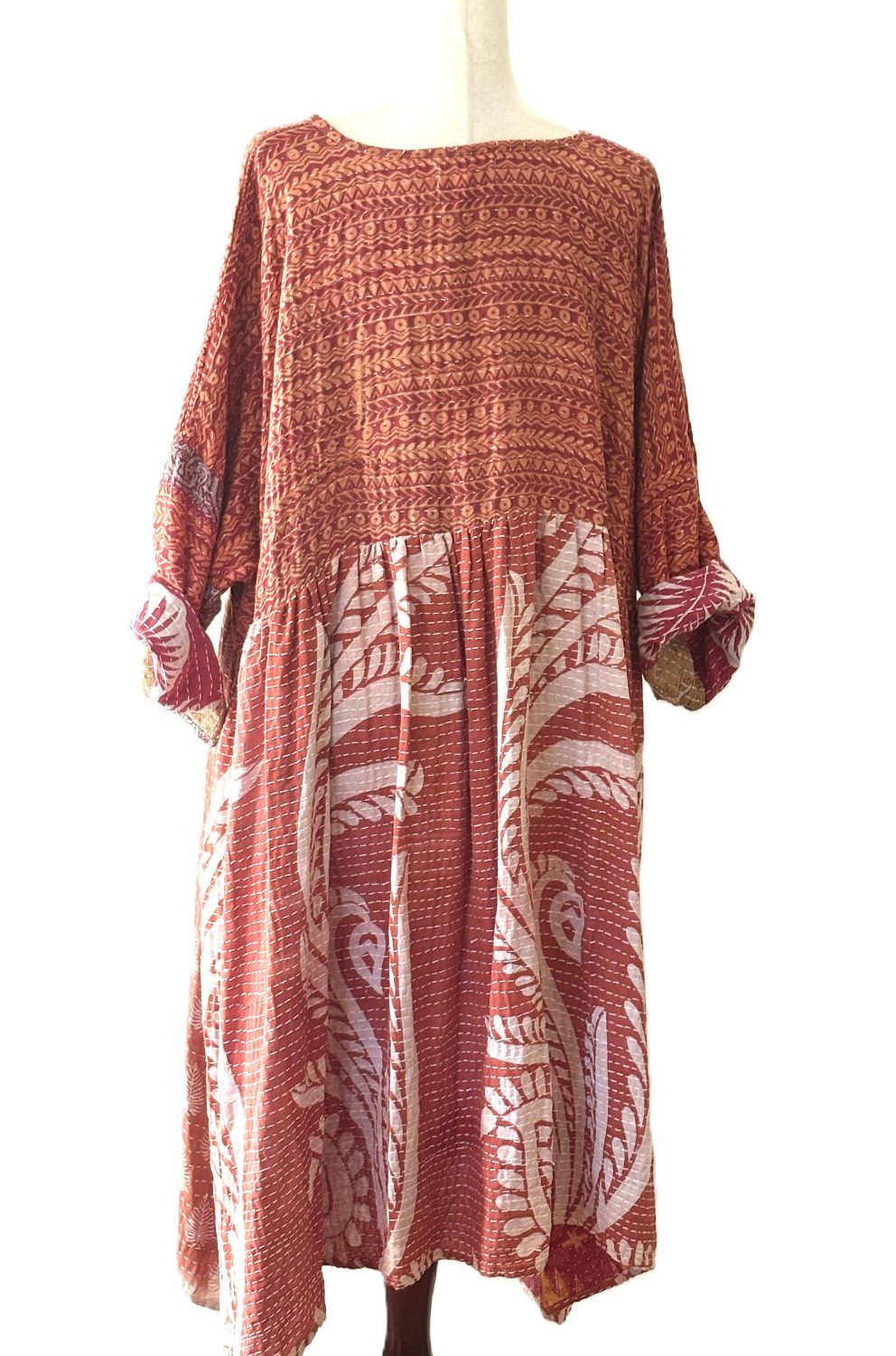 Kantha Bae Daydreamer Midi Dress. Comfortable, Soft, and Very Chic (Clay)