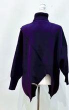 Asymmetrical Turtleneck Sweater Tunic in Deep Purple