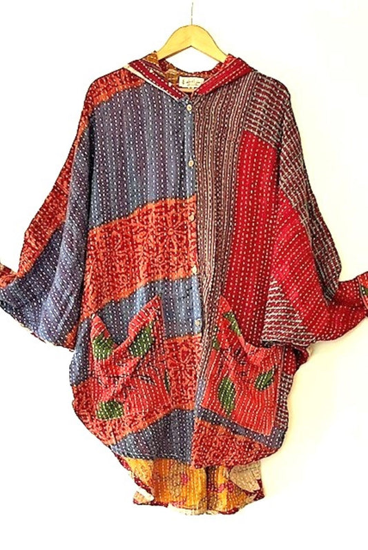 Kantha Bae Poetic Hoodie, A New Classic (Red and Blue)