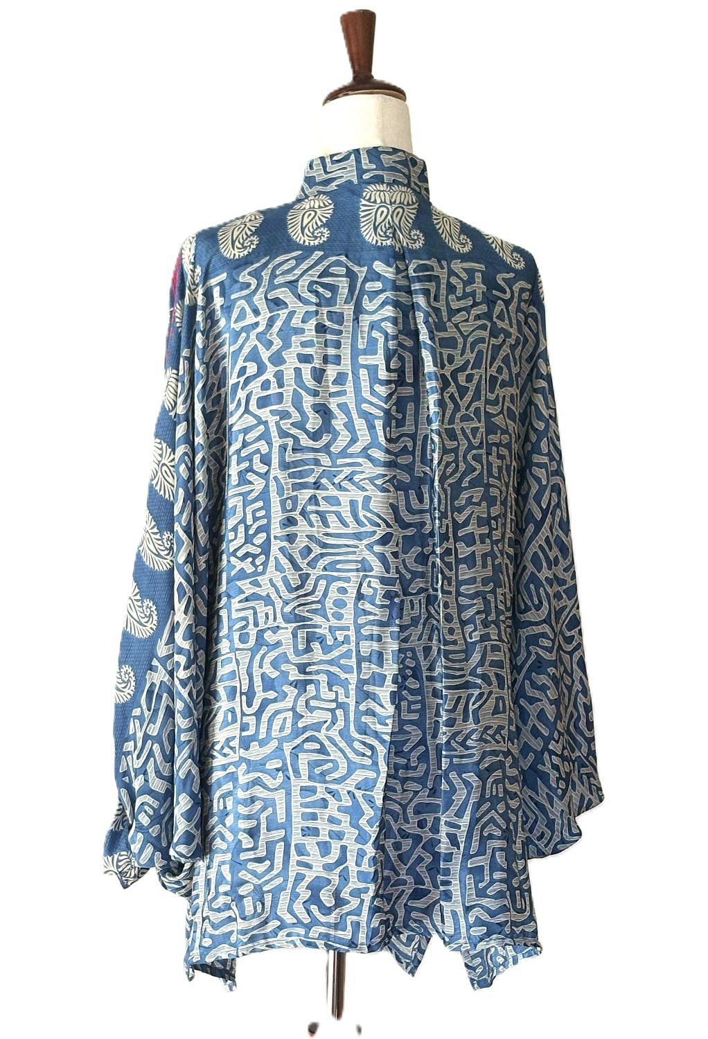 Kantha Bae Dylan Button Down Silk Top: (Blue)