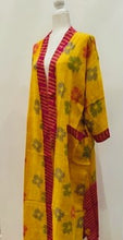 Top of the Line Silk Kimono Duster,  Bright Floral Print (Yellow)
