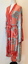 Luxury Silk Mixed Print Kimono Duster Is Seductive (Peach)