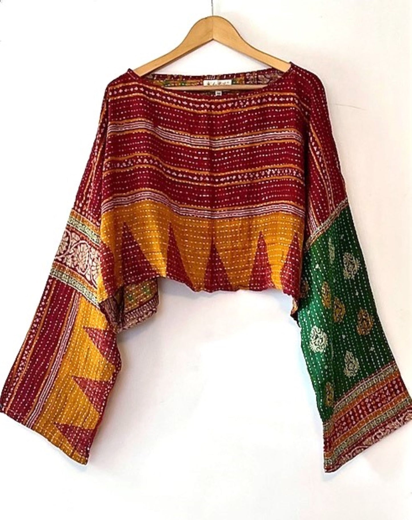 Kantha Bae Abundance Crop Top Completes The BoHo Look. Best Seller. (Wine with Green)