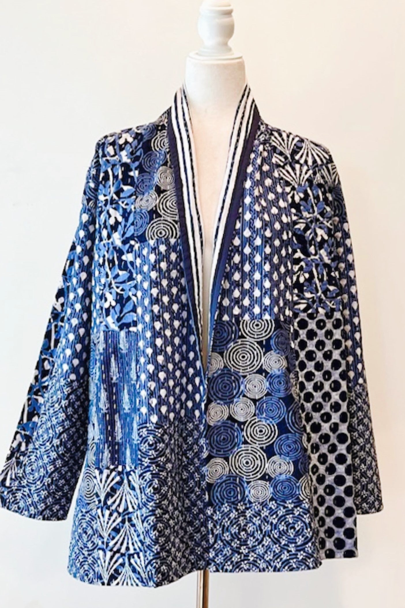 Mixed Print Blue Kantha Quilted And Fully Reversible. Smashing!