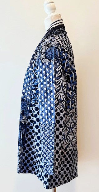 Mixed Print Blue Kantha Quilted And Fully Reversible. Smashing!