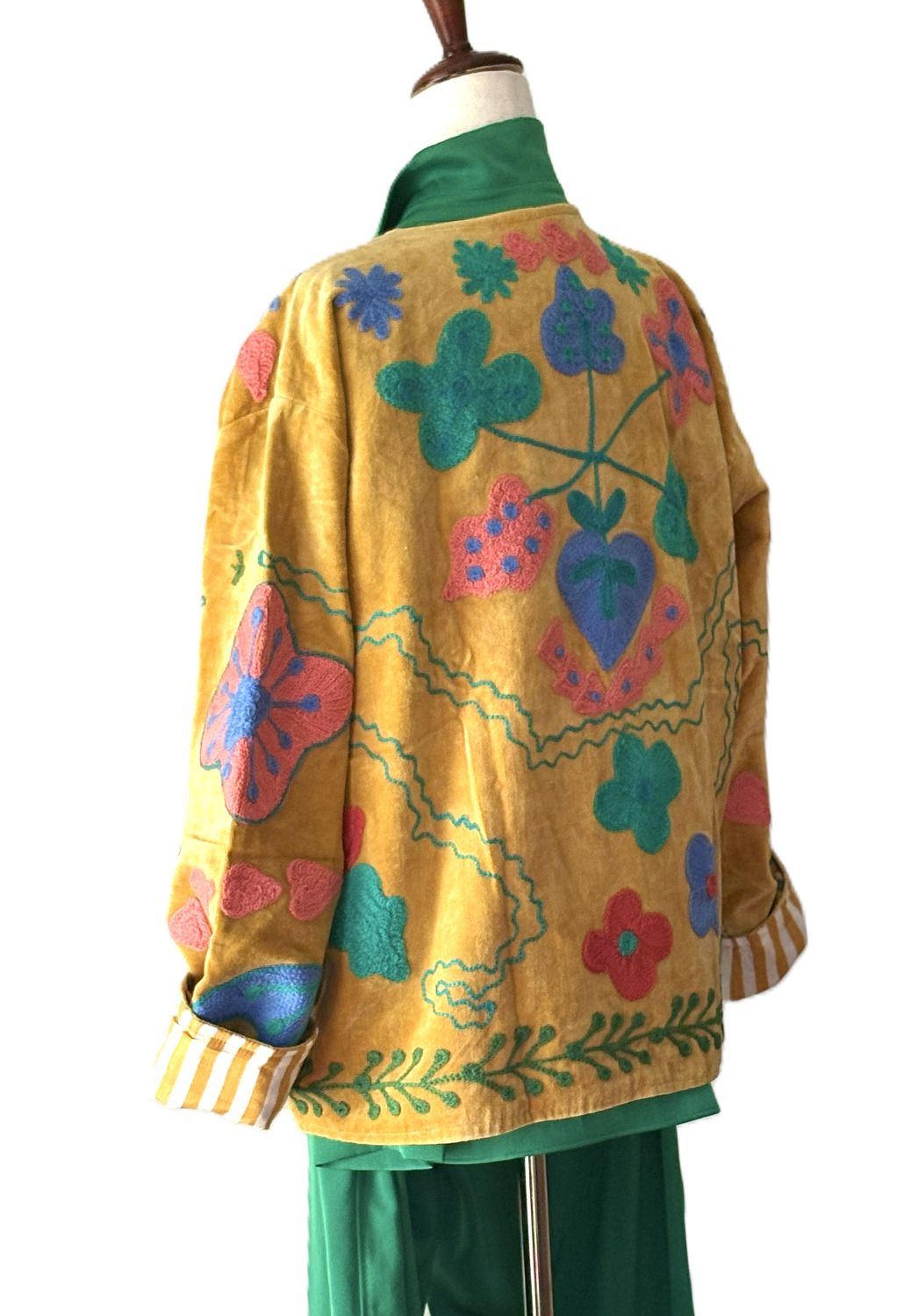Jacket, Wearable Art In This Hand Embroidered Short Suzani Embroidered Top (Marigold)