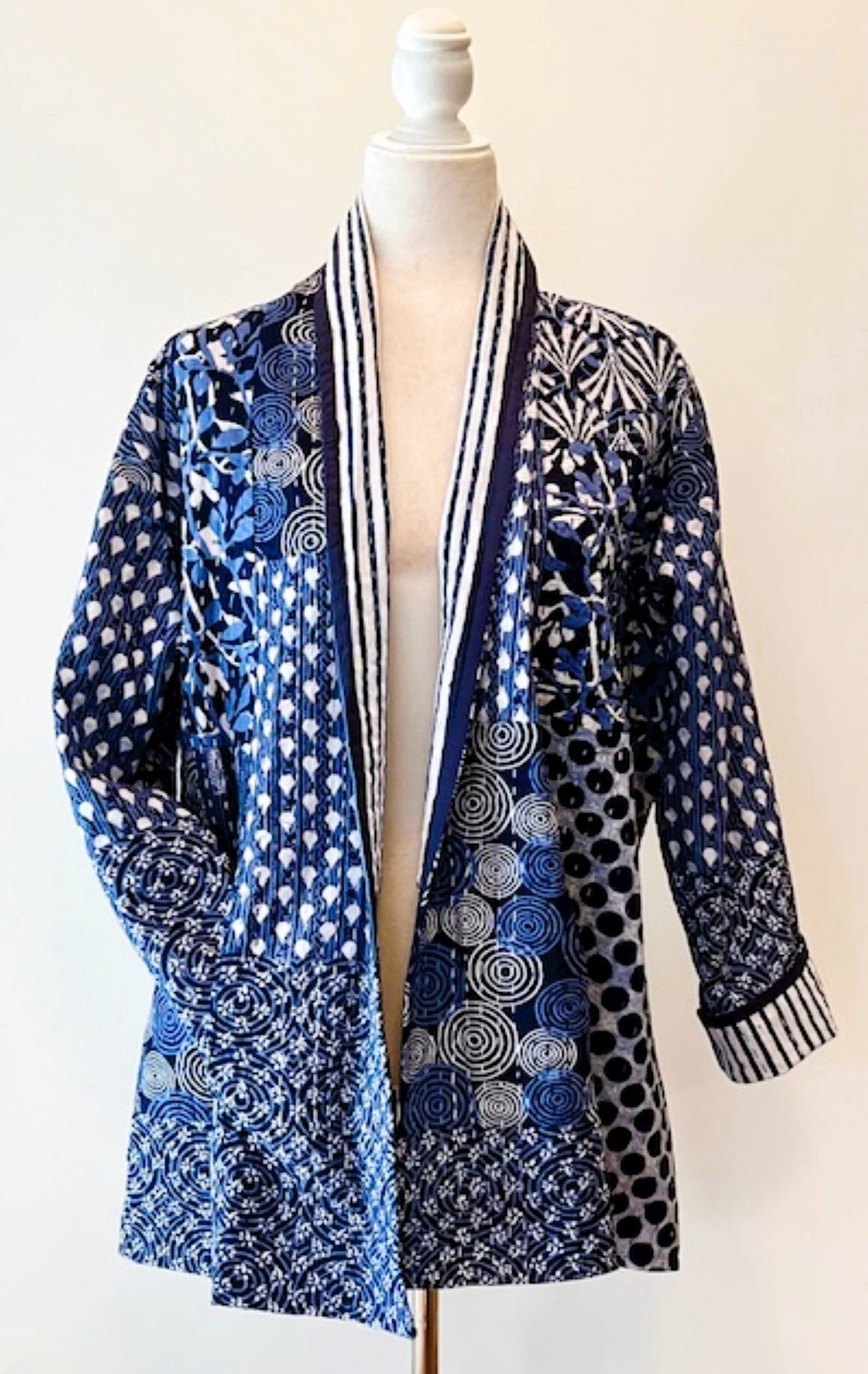 Mixed Print Blue Kantha Quilted And Fully Reversible. Smashing!