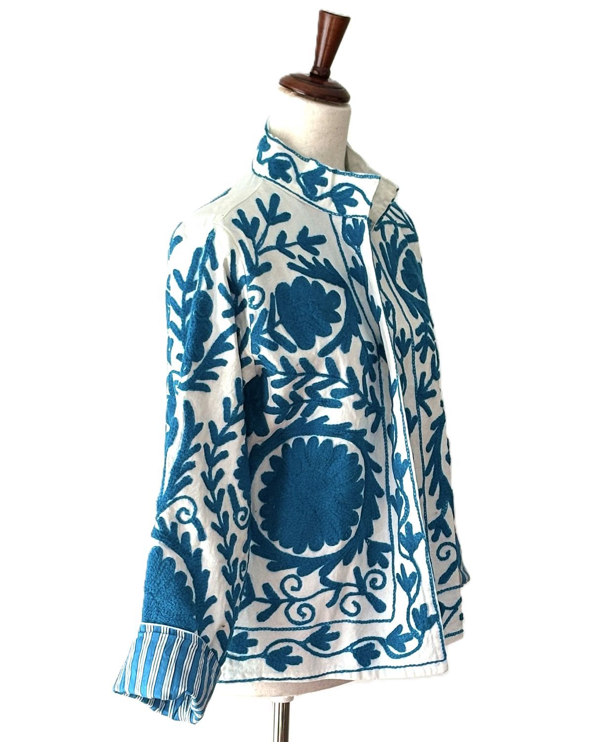 Jacket, Wearable Art In This Hand Embroidered Short Suzani Embroidered Top (Turquoise)