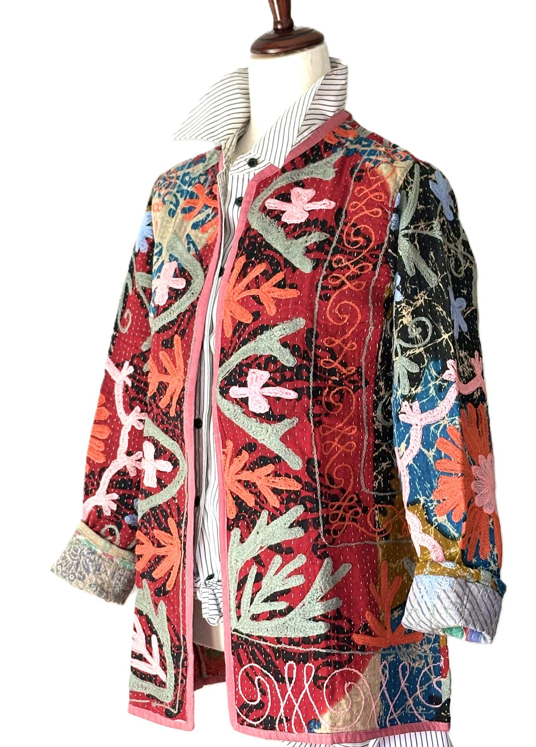 Jacket, Wearable Art In This Hand Embroidered Abstract Pattern On Print (Contemporary)