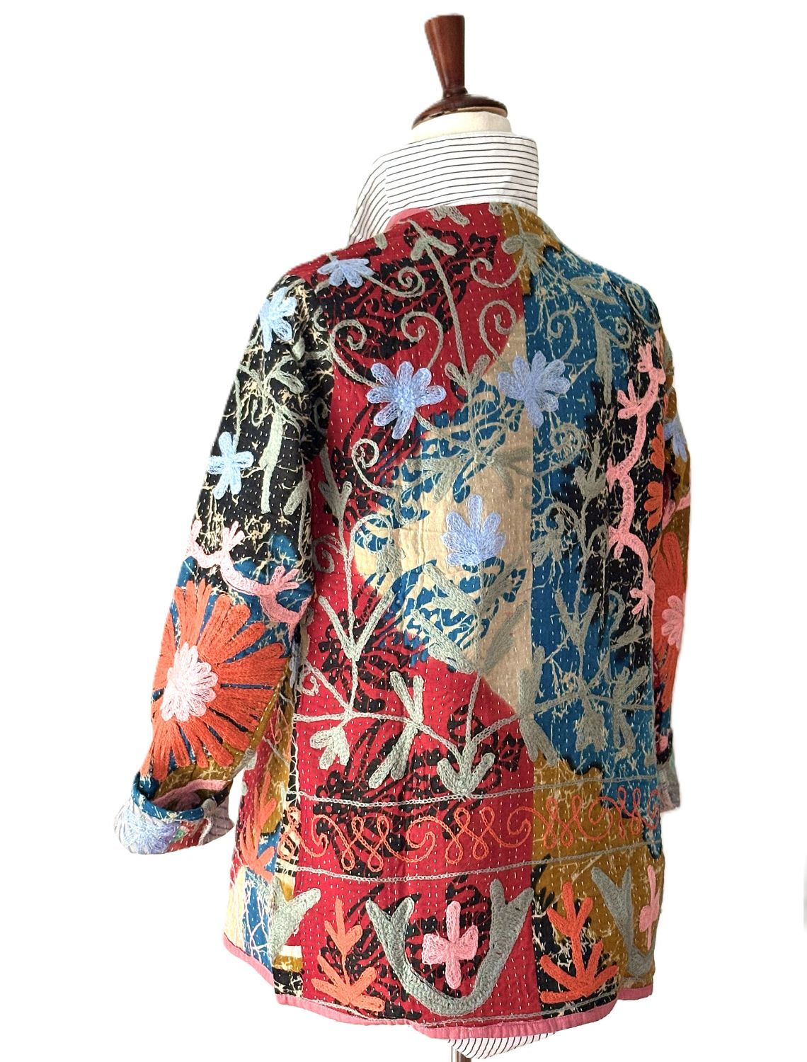 Jacket, Wearable Art In This Hand Embroidered Abstract Pattern On Print (Contemporary)
