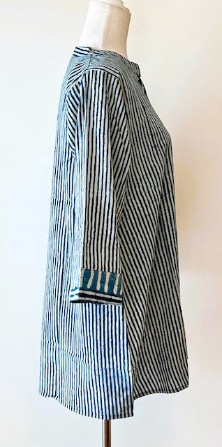 Standout Cotton Kurta Tunic Is A Great Basic (Blue Stripe)