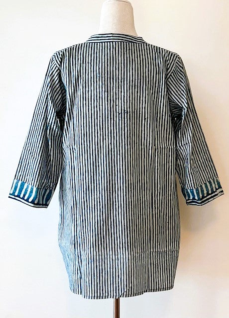 Standout Cotton Kurta Tunic Is A Great Basic (Blue Stripe)