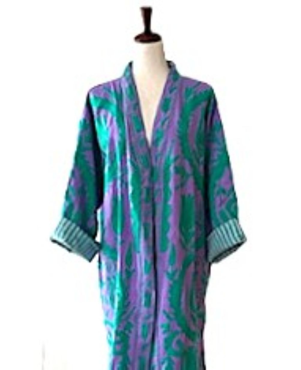 Jacket: Long Embroidered Suzani Top Coat, Color (Purple Green)