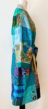 Spectacular Short Designer Patchwork Kimono. Knock Out Color. (Turquoise)