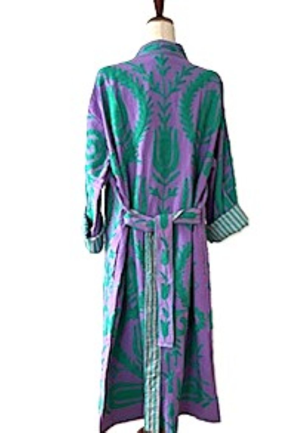 Jacket: Long Embroidered Suzani Top Coat, Color (Purple Green)