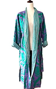 Jacket: Long Embroidered Suzani Top Coat, Color (Purple Green)