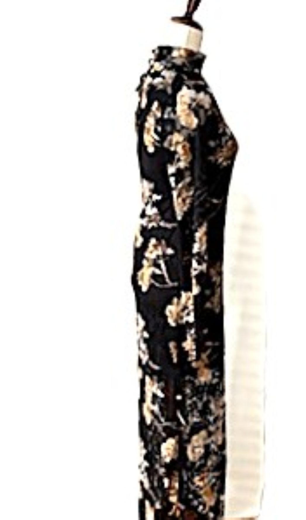 Dresses: Floral-Print Lace Long-Sleeve Mock-Neck Midi Dress (Black)