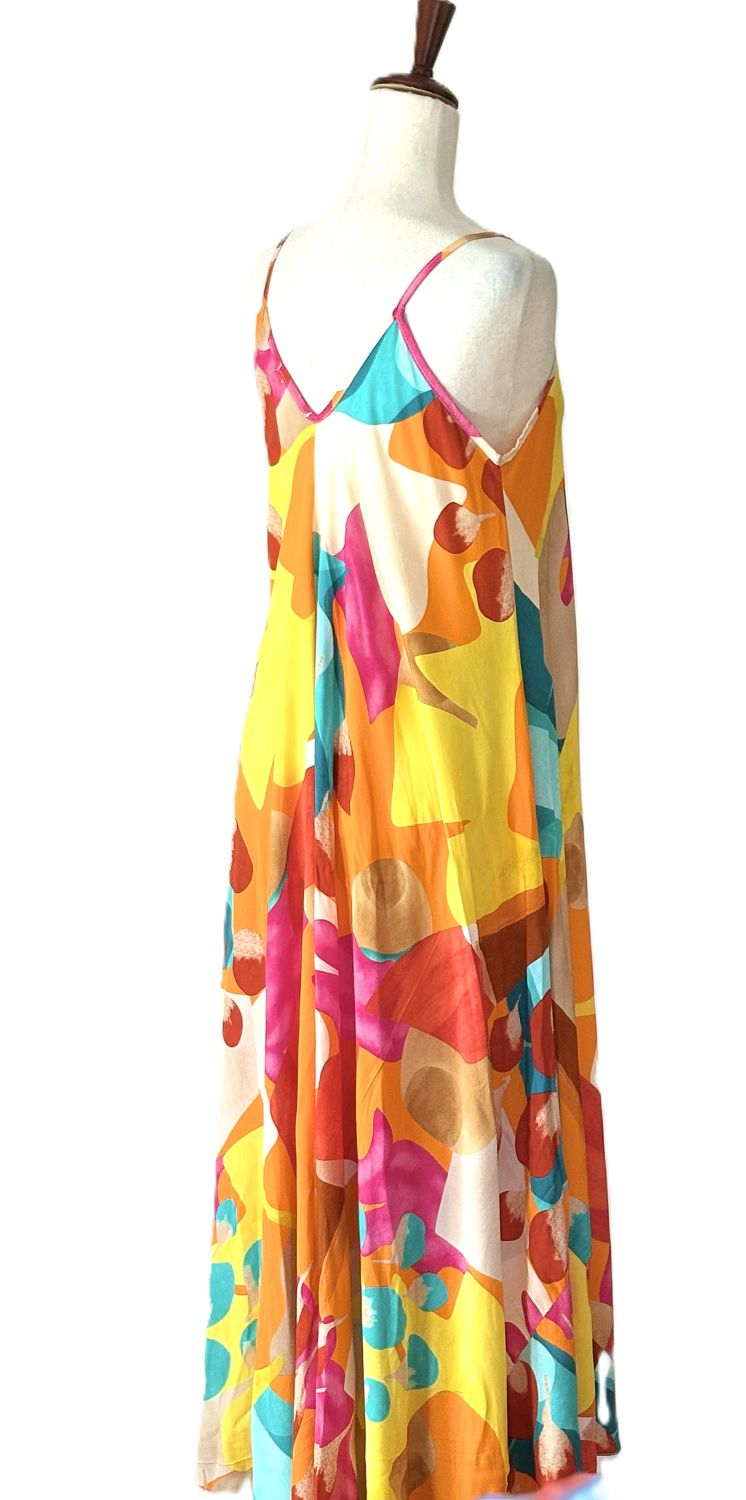 Dresses: Italian Multicolor Strappy Sundress In An Abstract Print (2 Colors)