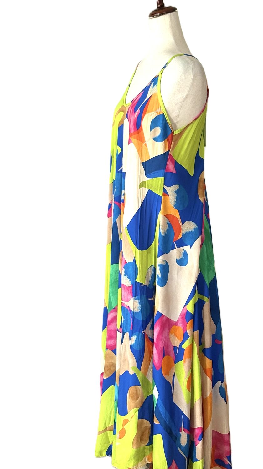 Dresses: Italian Multicolor Strappy Sundress In An Abstract Print (2 Colors)