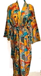 Luxury Silk Kimono Duster:  Dramatic Print