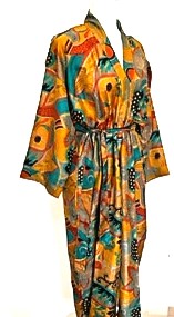 Luxury Silk Kimono Duster:  Dramatic Print