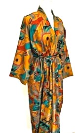 Luxury Silk Kimono Duster:  Dramatic Print