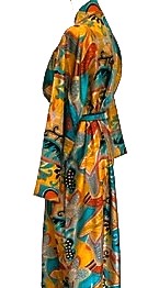 Luxury Silk Kimono Duster:  Dramatic Print