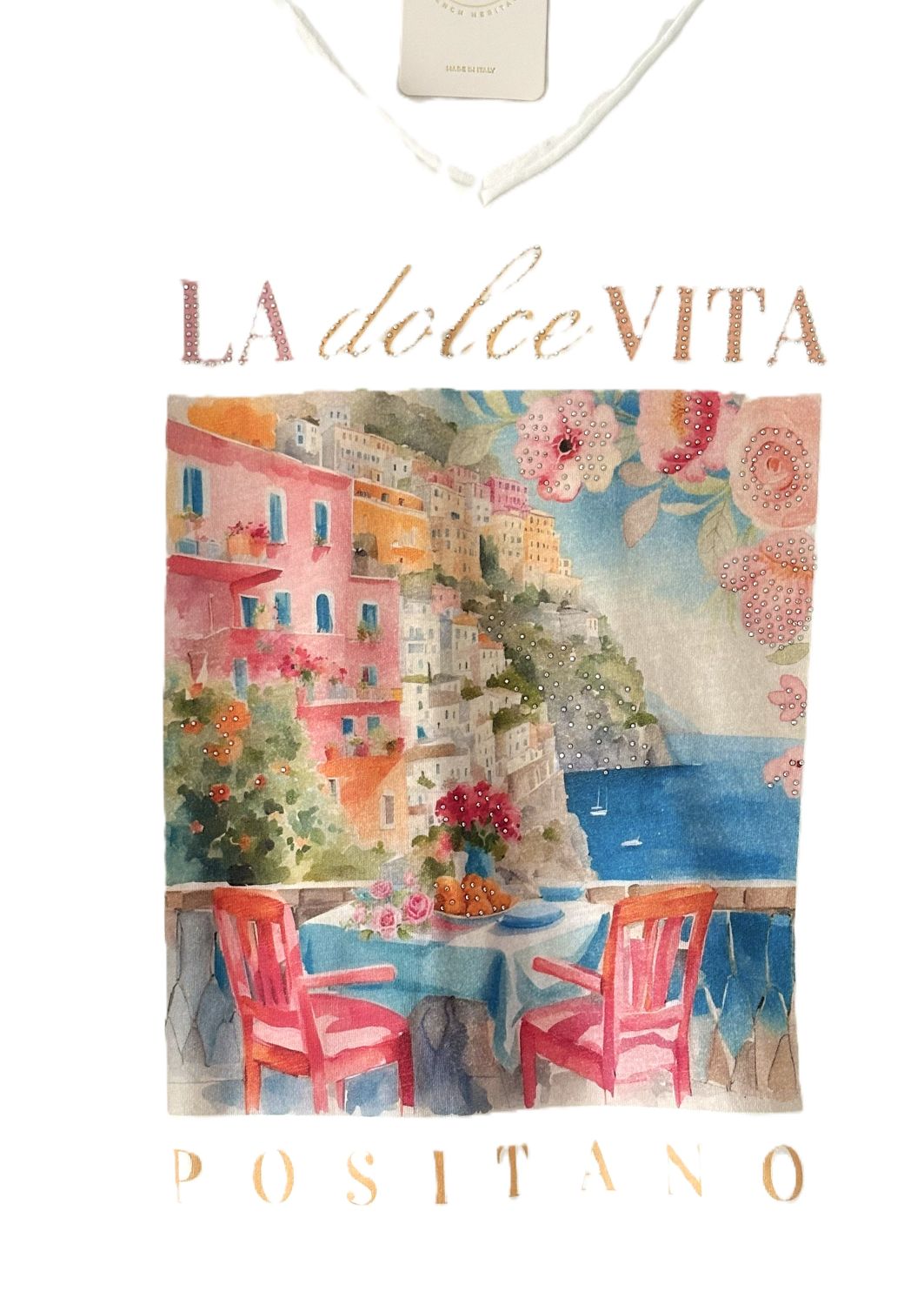 Italian One Size Cotton Tees With Iconic Mediterranean Scenes. Cute