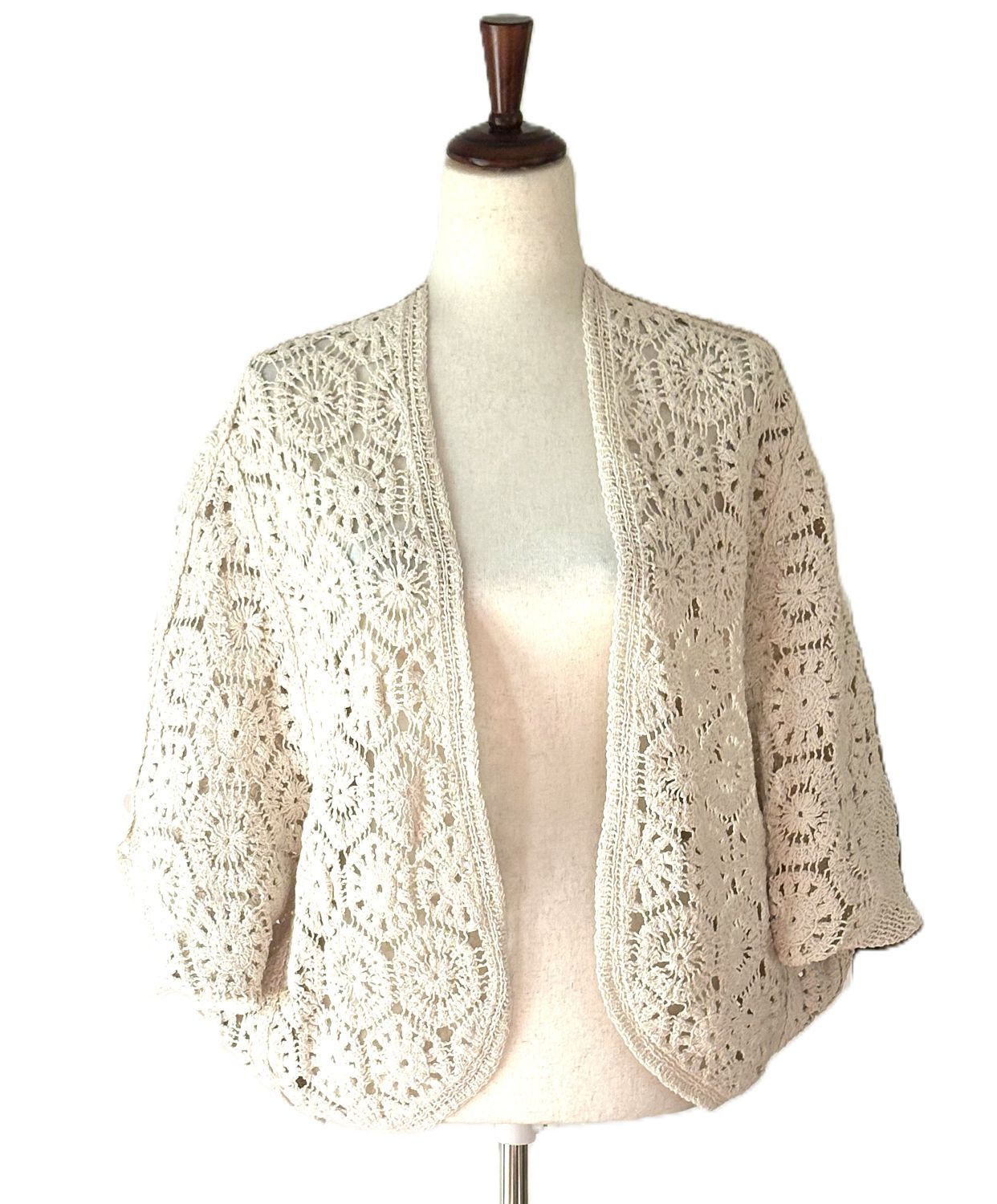 Tops: Crochet Cotton Cardigan Is Elegant and On Trend.