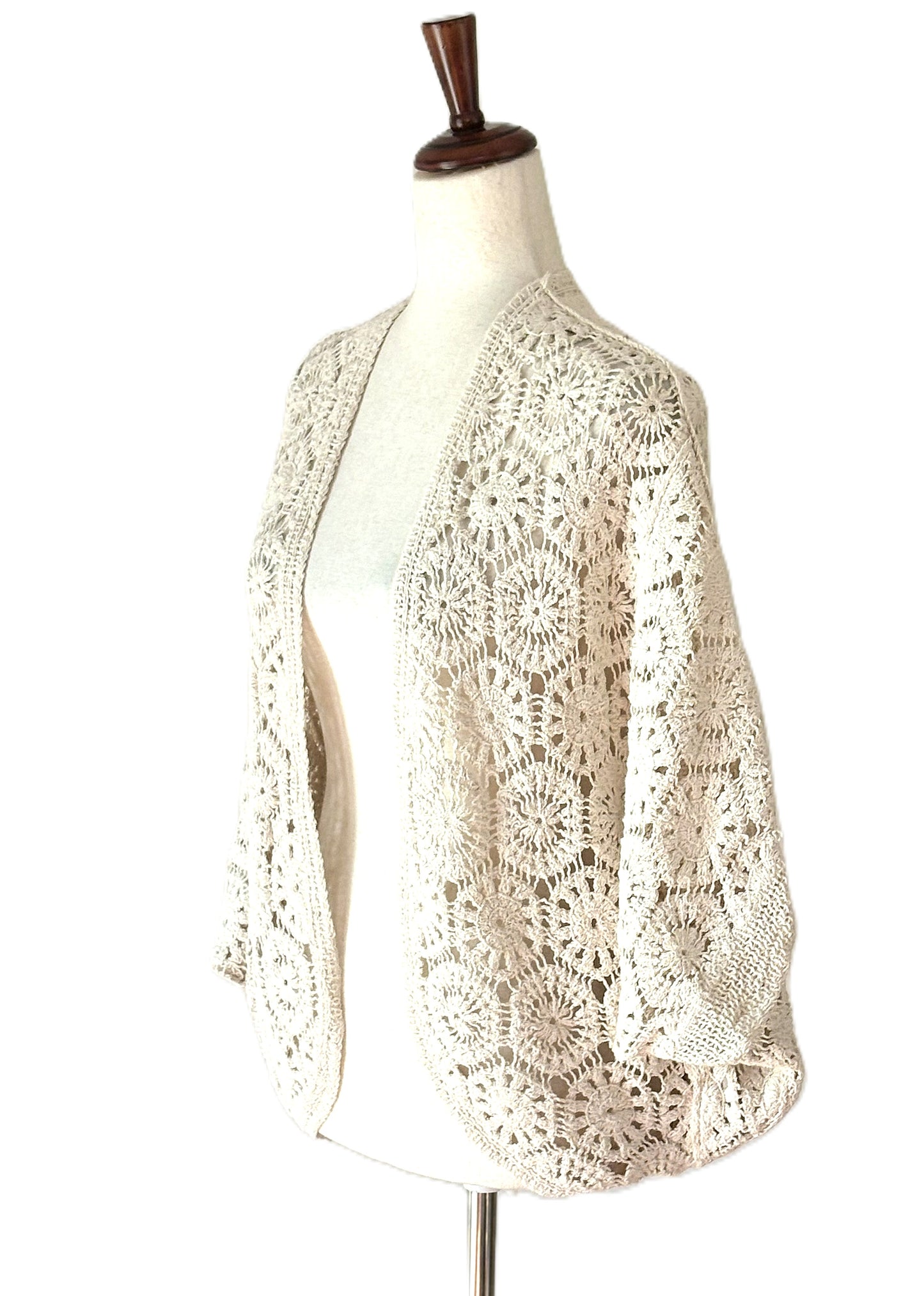 Tops: Crochet Cotton Cardigan Is Elegant and On Trend.