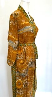 Top of the Line Silk Kimono Duster Mixed Print (Olive/Bronze)